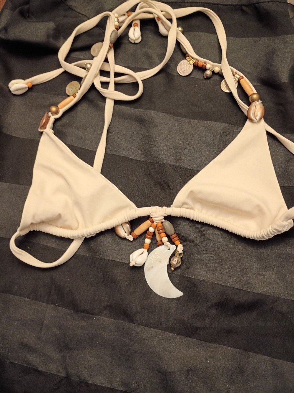 Andi Bagus Salma Beige Beaded Shell Triangle Bikini Set - Women Swim - Picture 2 of 6